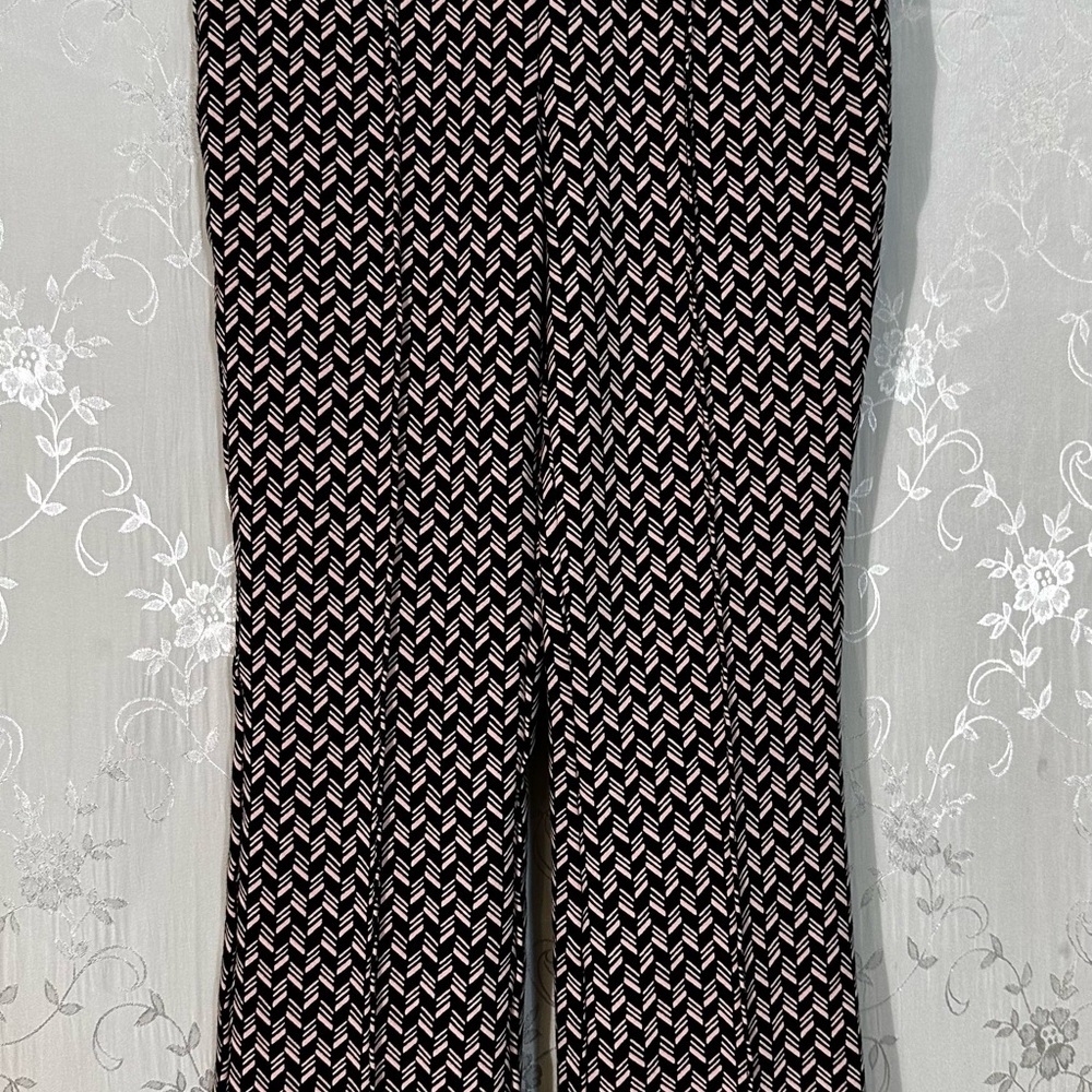 Maeve by Anthropologie The Margot Pants Black Pink Geometric Print Size XS - Picture 2 of 5